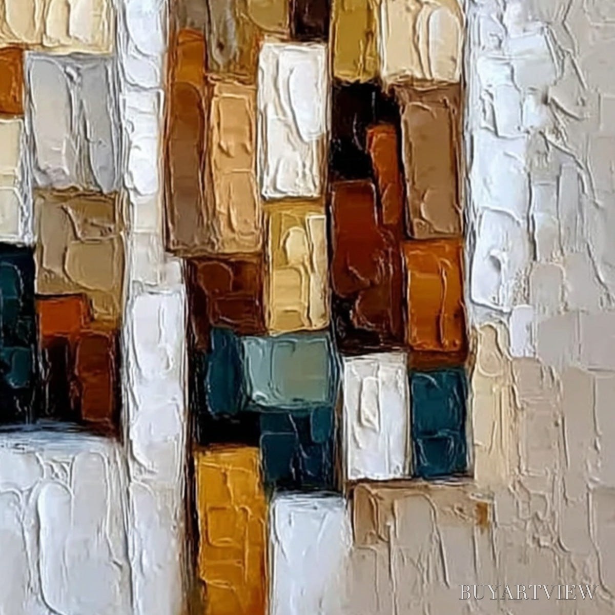 BUYARTVIEW Companions – Heavy Texture Abstract Figurative Palette Knife Oil Painting - image 5