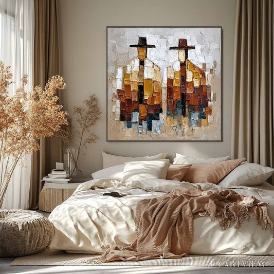 BUYARTVIEW the Companions – Heavily Textured Abstract Figurative Palette Knife Oil Painting - image 2