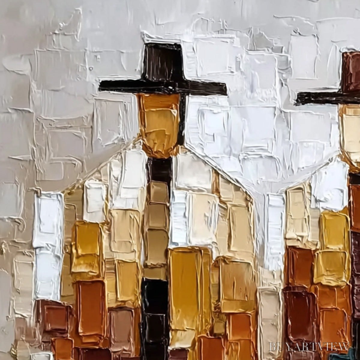BUYARTVIEW the Companions – Heavily Textured Abstract Figurative Palette Knife Oil Painting - image 3