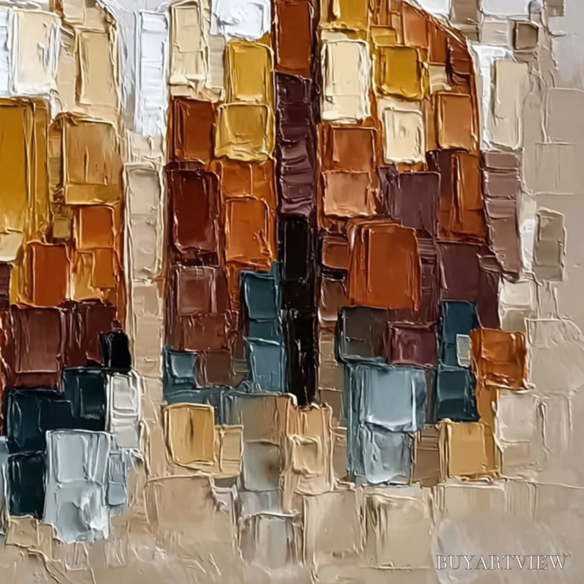 BUYARTVIEW the Companions – Heavily Textured Abstract Figurative Palette Knife Oil Painting - image 5