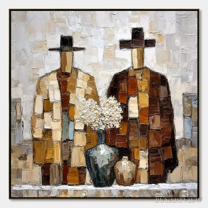BUYARTVIEW Kindred Spirits – Textured Abstract Figurative Impasto Painting - image 1