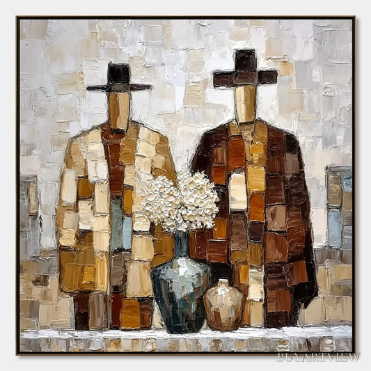 BUYARTVIEW Kindred Spirits – Textured Abstract Figurative Impasto Painting - image 1