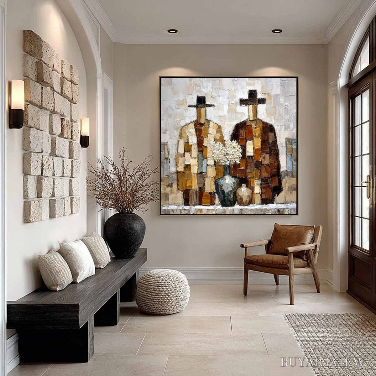 BUYARTVIEW Kindred Spirits – Textured Abstract Figurative Impasto Painting - image 4