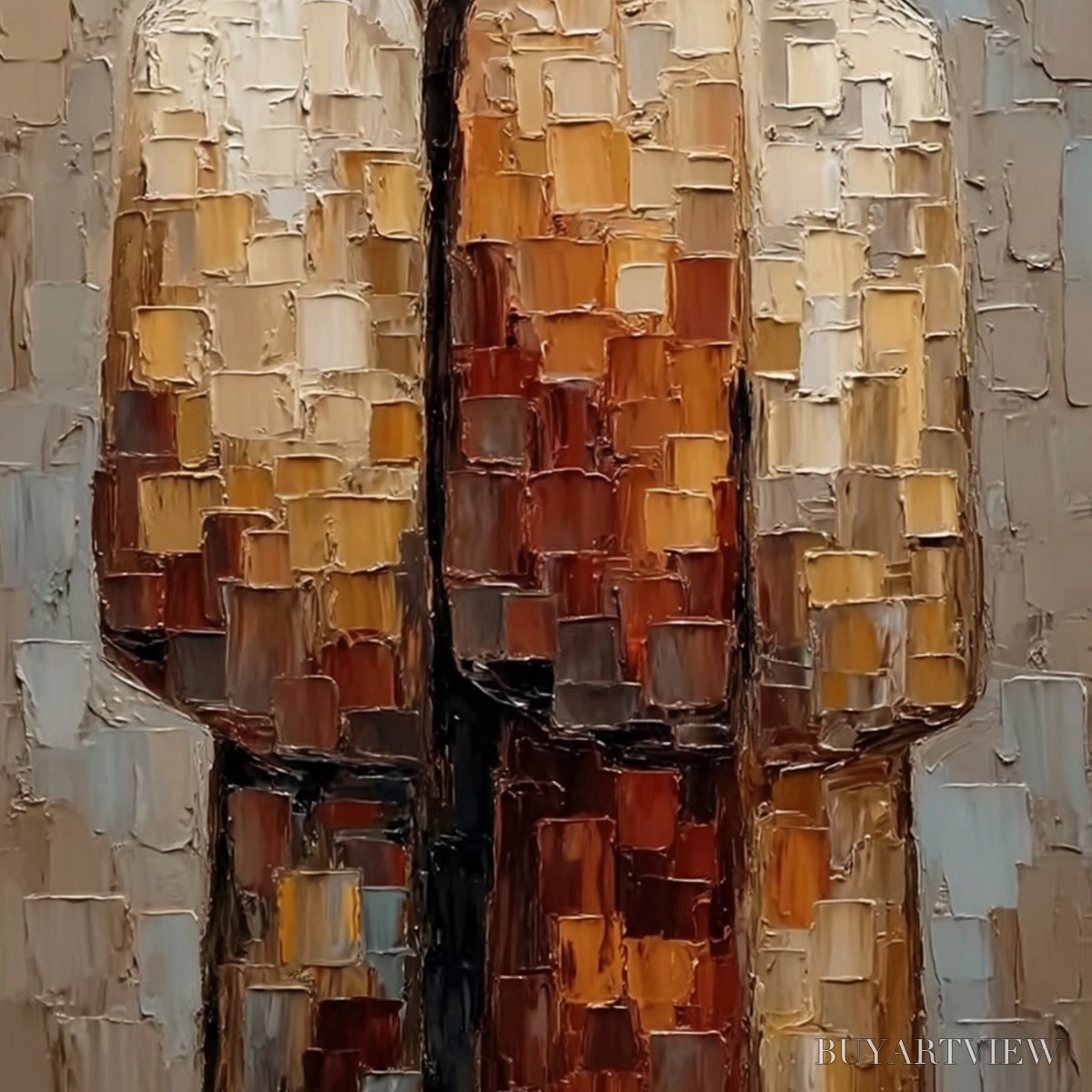 BUYARTVIEW the Companions – Textured Impasto Abstract Figurative Couple Painting - image 5