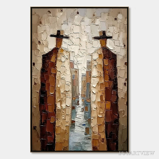 BUYARTVIEW the Journeymen – Textured Figurative Impasto Painting - image 1