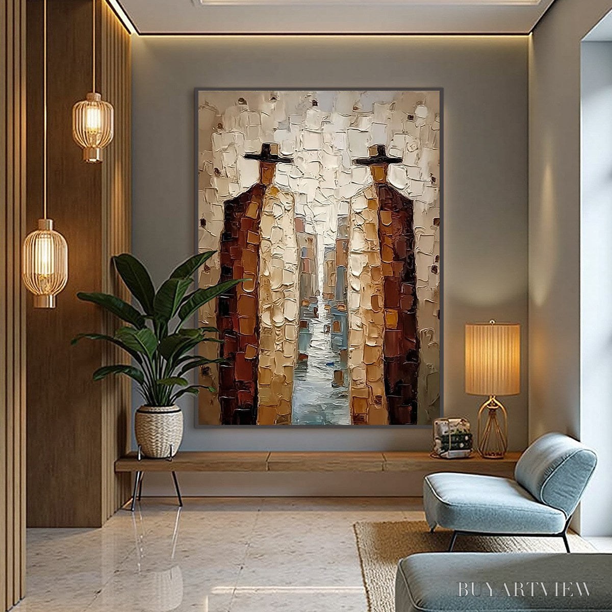 BUYARTVIEW the Journeymen – Textured Figurative Impasto Painting - image 4