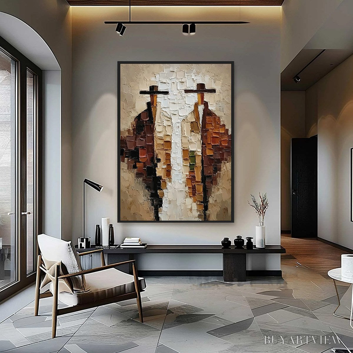 BUYARTVIEW the Companions – Heavily Textured Abstract Figurative Impasto Painting - image 4