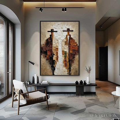 BUYARTVIEW the Companions – Heavily Textured Abstract Figurative Impasto Painting - image 4