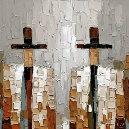 BUYARTVIEW the Companions – Textured Abstract Figurative Painting of Two People - image 3