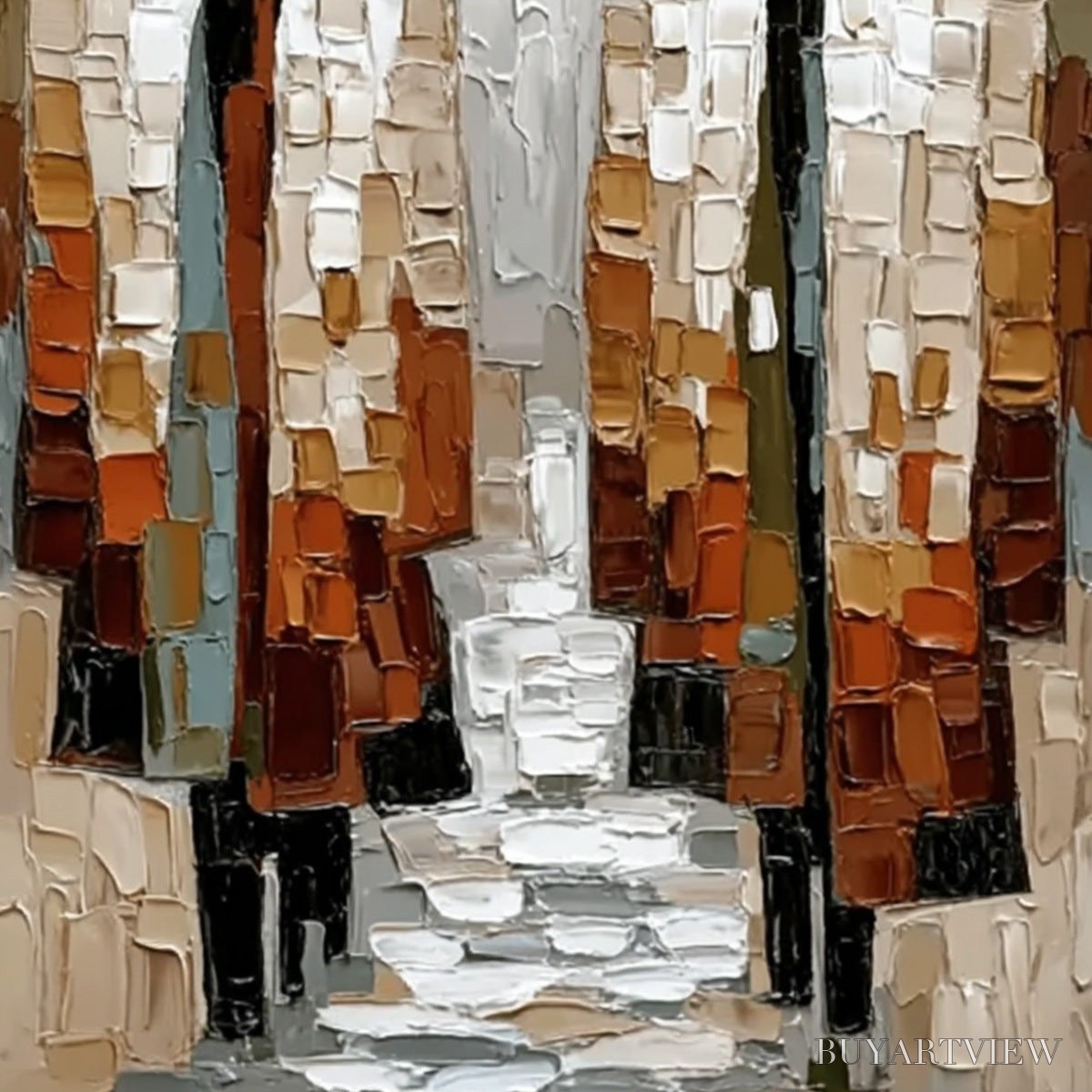BUYARTVIEW the Companions – Textured Abstract Figurative Painting of Two People - image 5