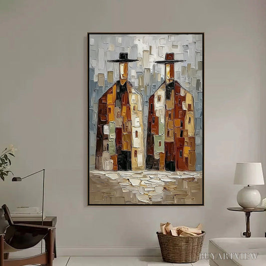 BUYARTVIEW Urban Companions – Textured Abstract Figurative Impasto Painting - image 2