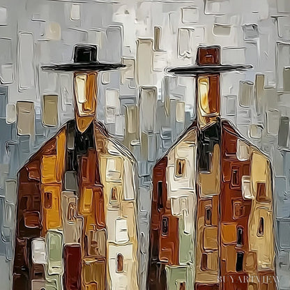BUYARTVIEW Urban Companions – Textured Abstract Figurative Impasto Painting - image 3
