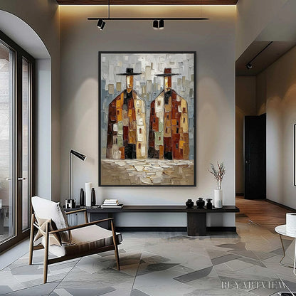 BUYARTVIEW Urban Companions – Textured Abstract Figurative Impasto Painting - image 4