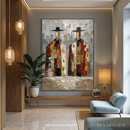 BUYARTVIEW Urban Companions – Textured Abstract Figurative Impasto Painting - image 6