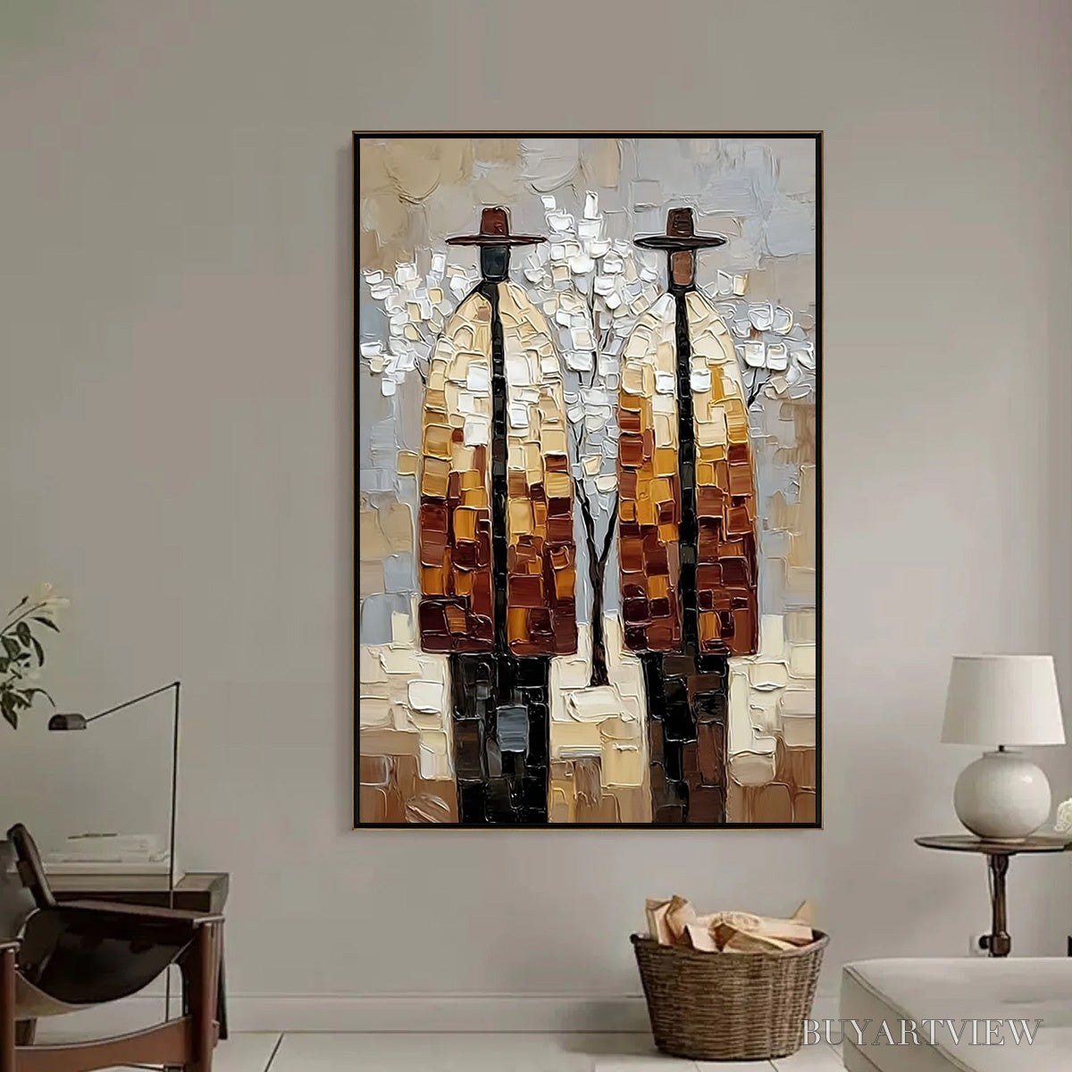 BUYARTVIEW the Companions – Textured Figurative Impasto Art for Modern Decor - image 2