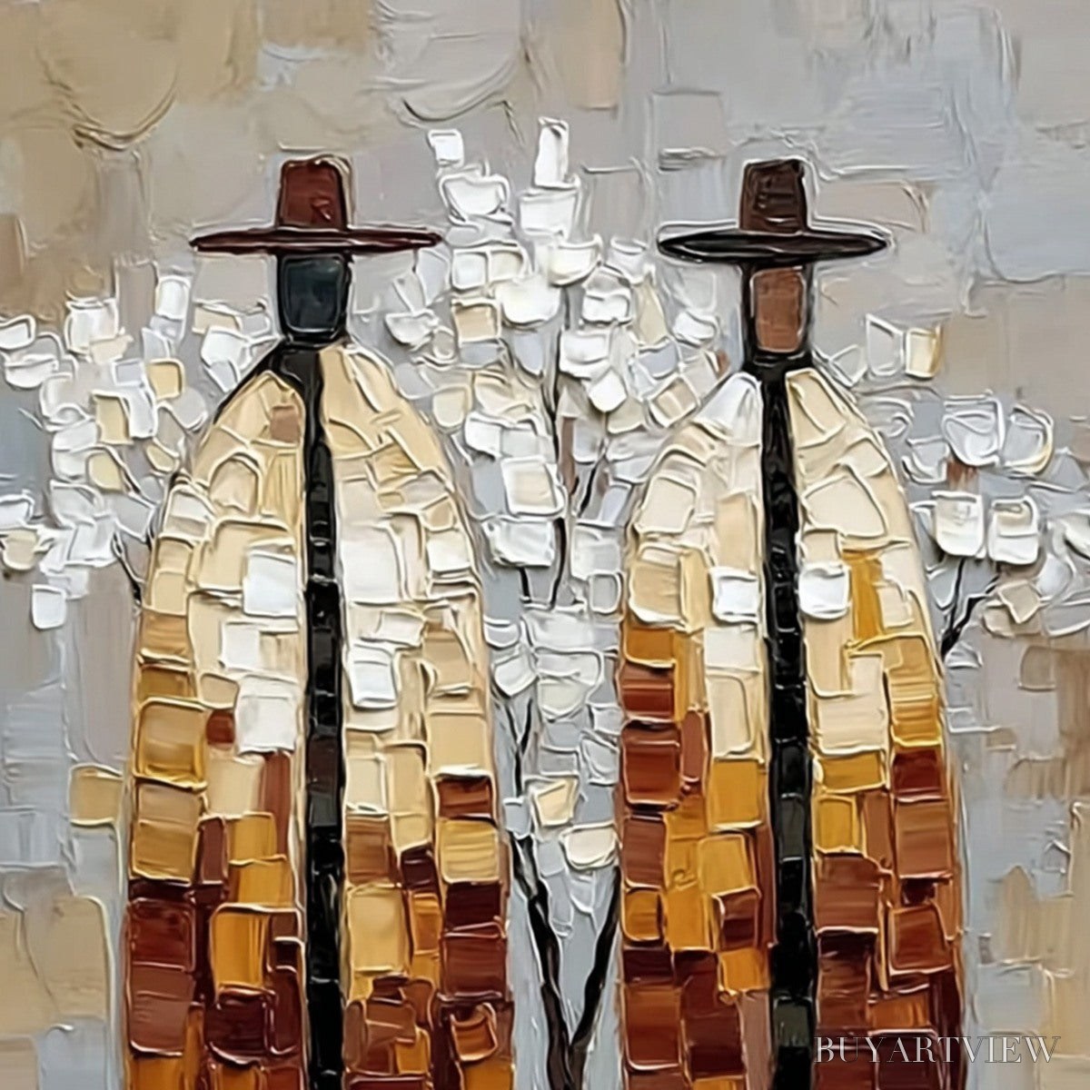 BUYARTVIEW the Companions – Textured Figurative Impasto Art for Modern Decor - image 3