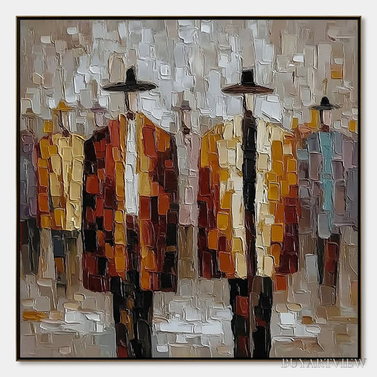 BUYARTVIEW the Gathering – Abstract Figurative Palette Knife Impasto Painting - image 1