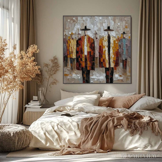 BUYARTVIEW the Gathering – Abstract Figurative Palette Knife Impasto Painting - image 2