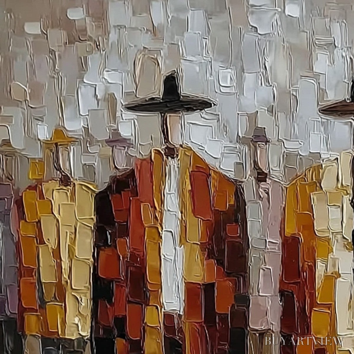 BUYARTVIEW the Gathering – Abstract Figurative Palette Knife Impasto Painting - image 3
