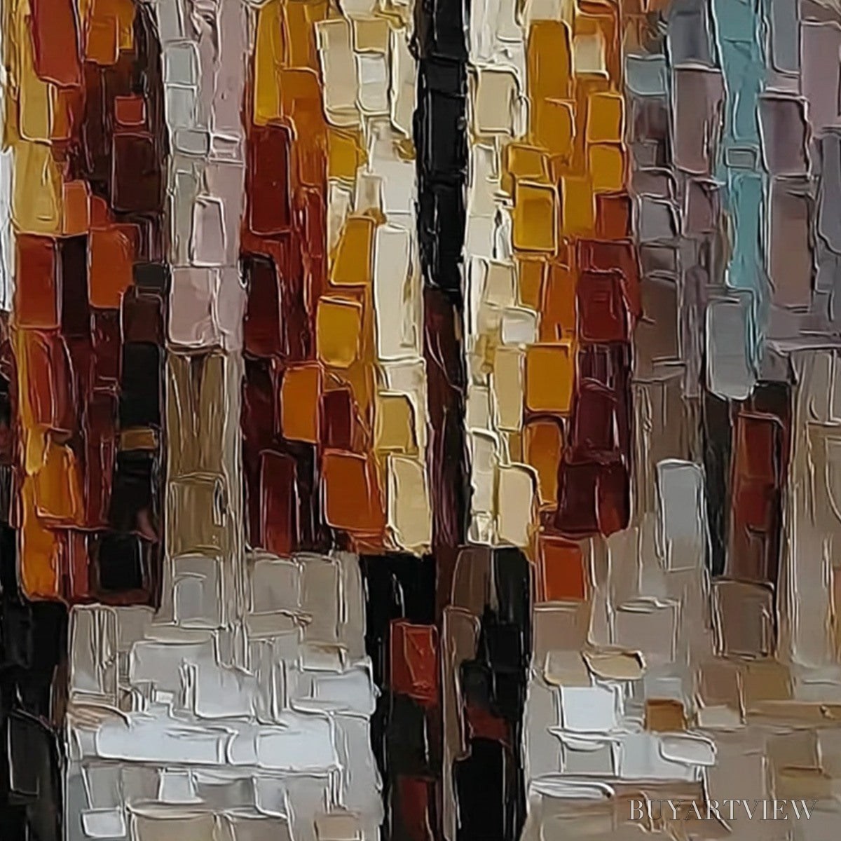 BUYARTVIEW the Gathering – Abstract Figurative Palette Knife Impasto Painting - image 5