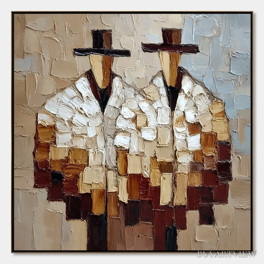 BUYARTVIEW the Companions – Textured Abstract Figurative Impasto - image 1