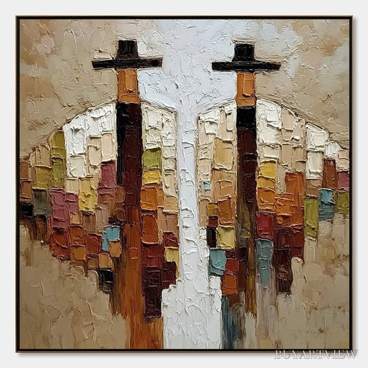 BUYARTVIEW Kindred Spirits – Textured Abstract Figurative Impasto Painting - image 1