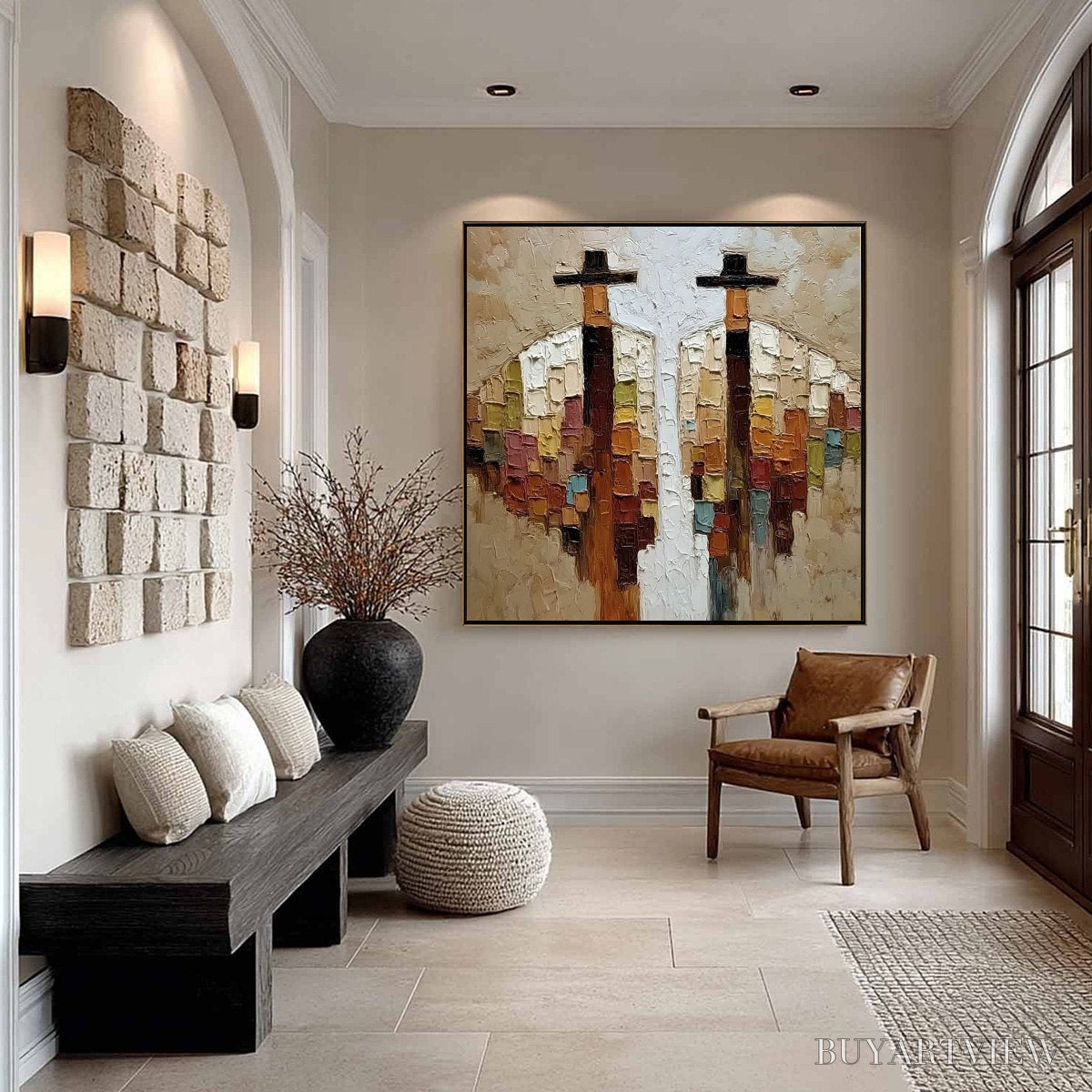 BUYARTVIEW Kindred Spirits – Textured Abstract Figurative Impasto Painting - image 6