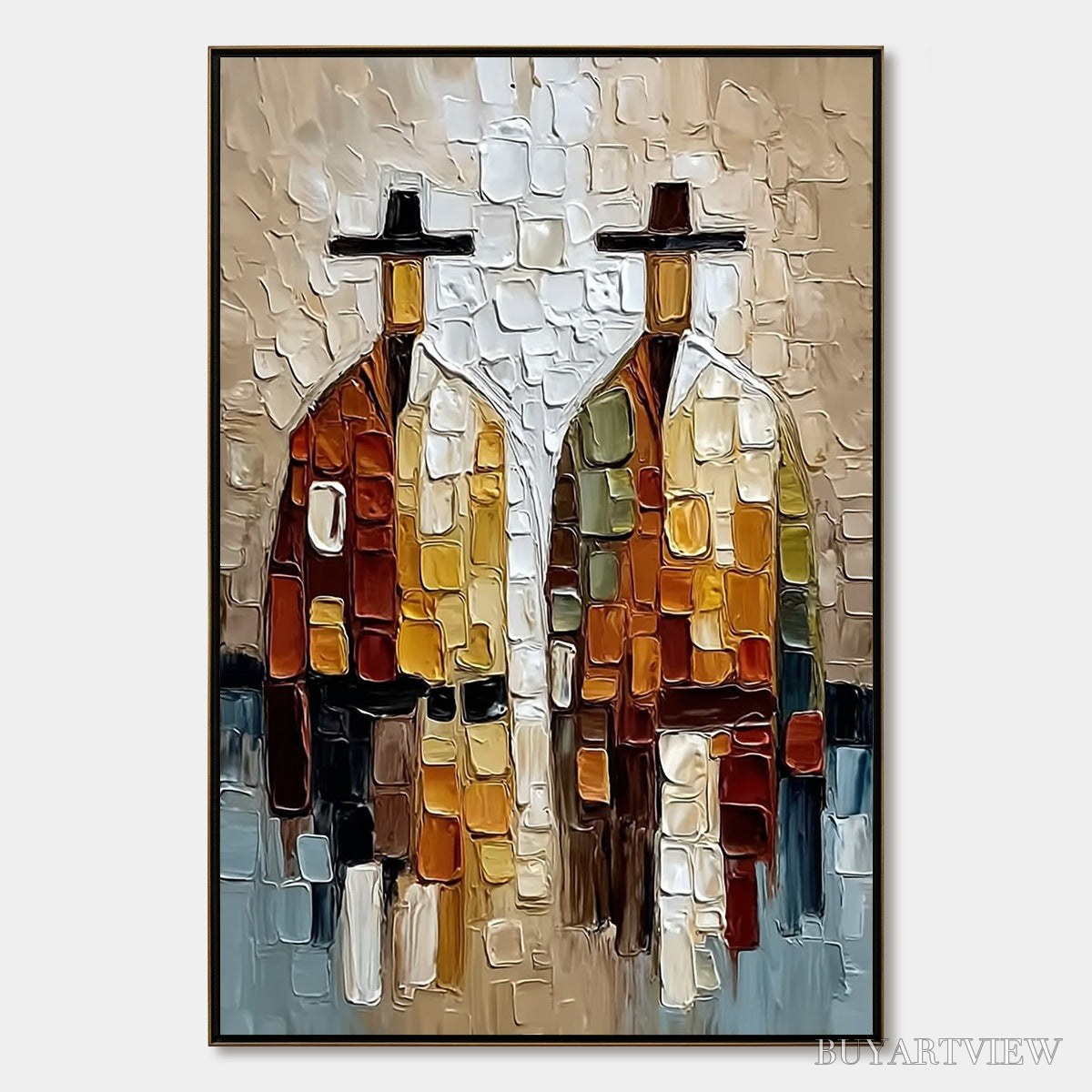 BUYARTVIEW the Companions – Textured Abstract Figurative Impasto Painting - image 1