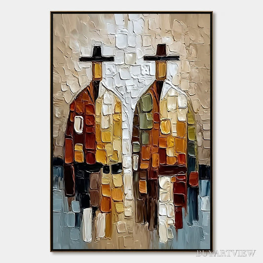 BUYARTVIEW the Companions – Textured Abstract Figurative Impasto Painting - image 1