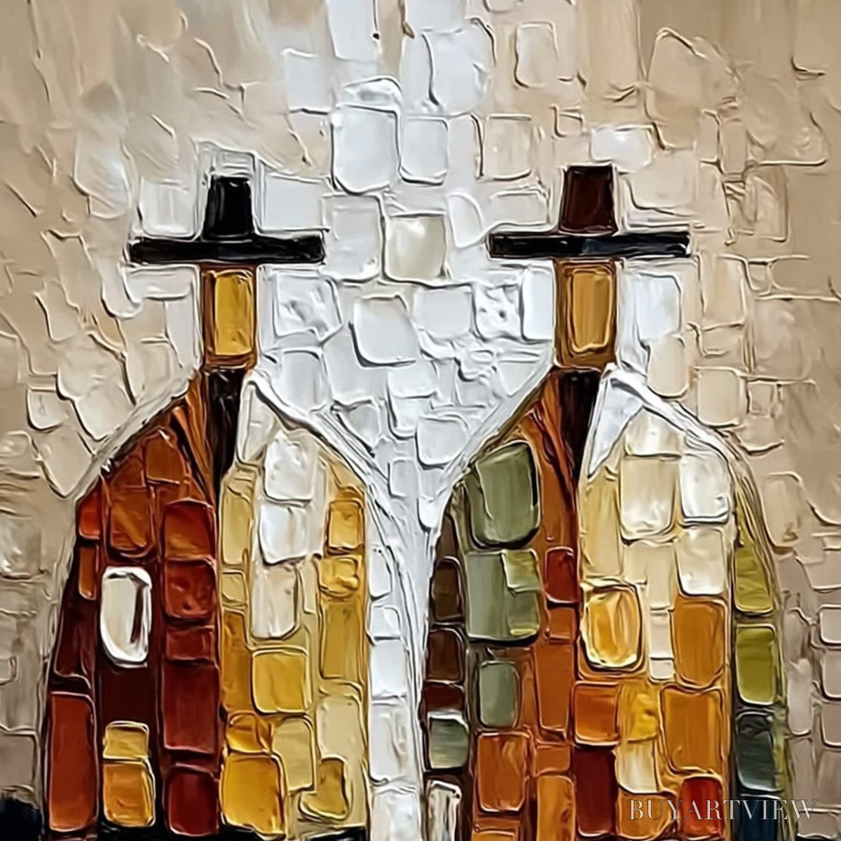 BUYARTVIEW the Companions – Textured Abstract Figurative Impasto Painting - image 3