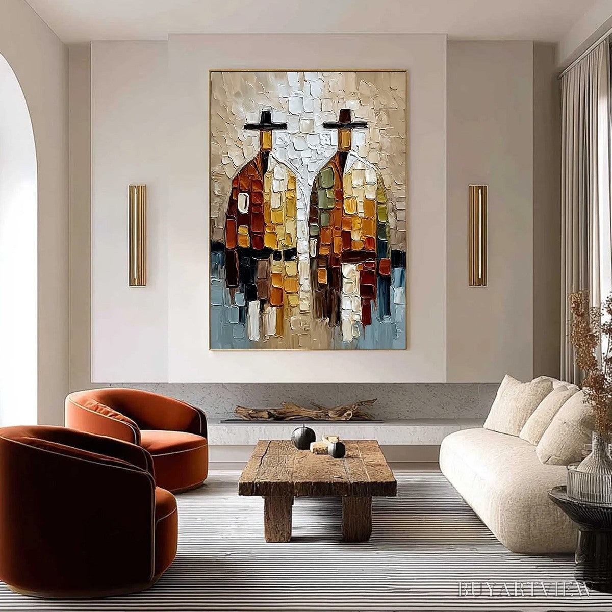 BUYARTVIEW the Companions – Textured Abstract Figurative Impasto Painting - image 4