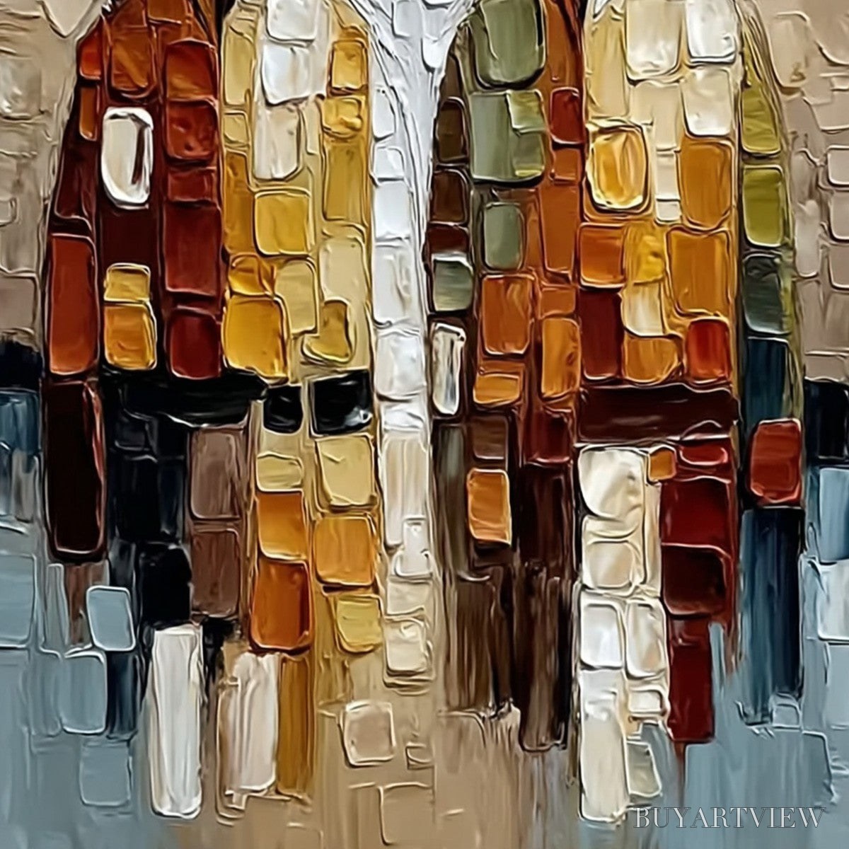BUYARTVIEW the Companions – Textured Abstract Figurative Impasto Painting - image 5