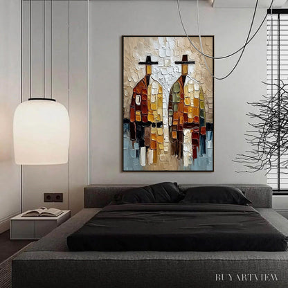 BUYARTVIEW the Companions – Textured Abstract Figurative Impasto Painting - image 6