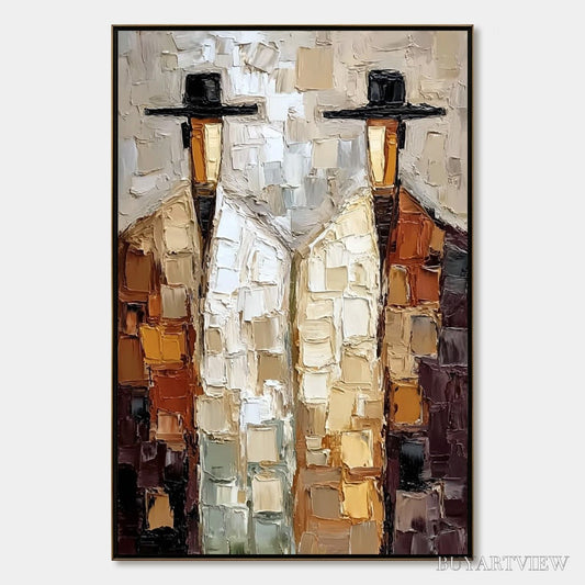 BUYARTVIEW the Companions – Textured Abstract Figurative Impasto Oil Painting - image 1