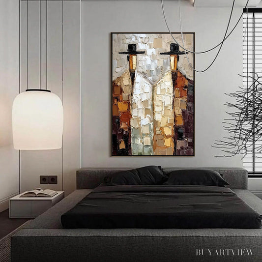 BUYARTVIEW the Companions – Textured Abstract Figurative Impasto Oil Painting - image 2