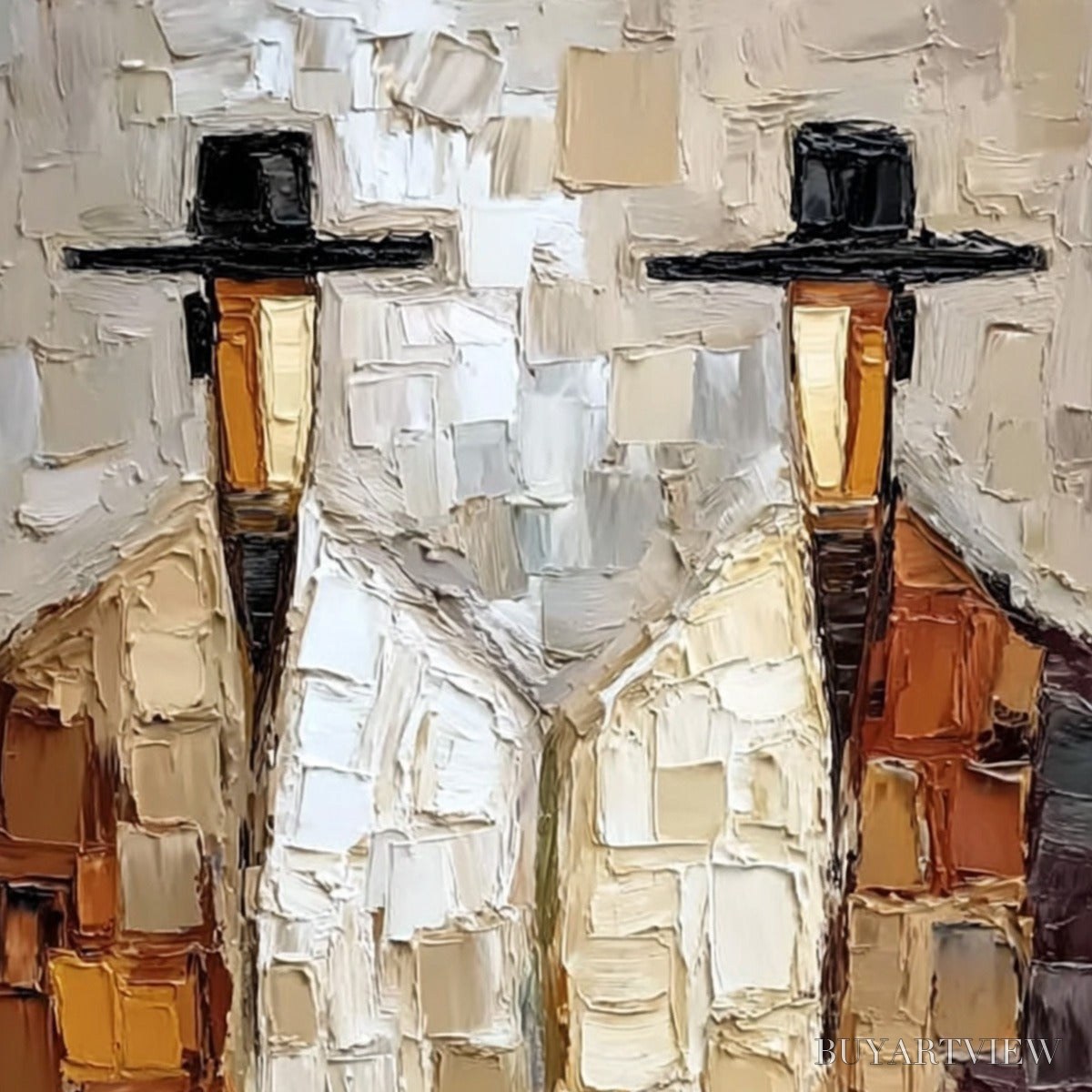 BUYARTVIEW the Companions – Textured Abstract Figurative Impasto Oil Painting - image 3