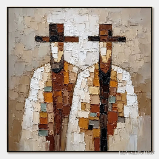 BUYARTVIEW Kindred Spirits – Textured Abstract Figurative Impasto Painting - image 1