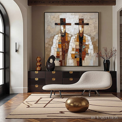 BUYARTVIEW Kindred Spirits – Textured Abstract Figurative Impasto Painting - image 6