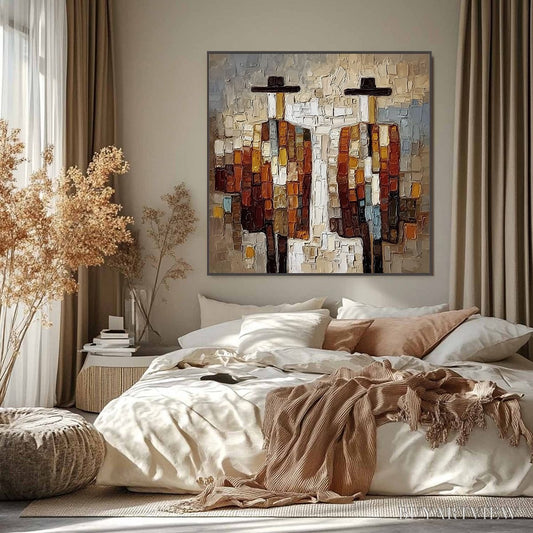 BUYARTVIEW Companions – Textured Impasto Abstract Figurative - image 2