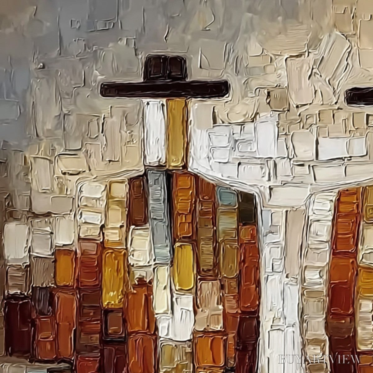 BUYARTVIEW Companions – Textured Impasto Abstract Figurative - image 5