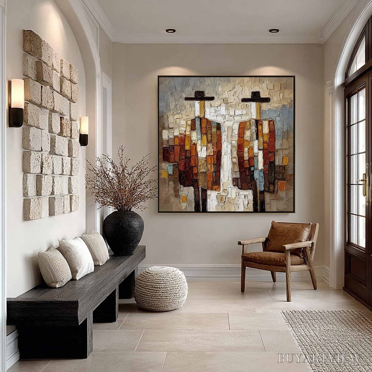 BUYARTVIEW Companions – Textured Impasto Abstract Figurative - image 6