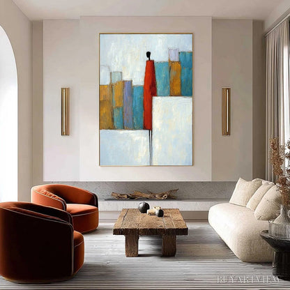 BUYARTVIEW the Observer – Colorful Abstract Figurative Cityscape Painting - image 4