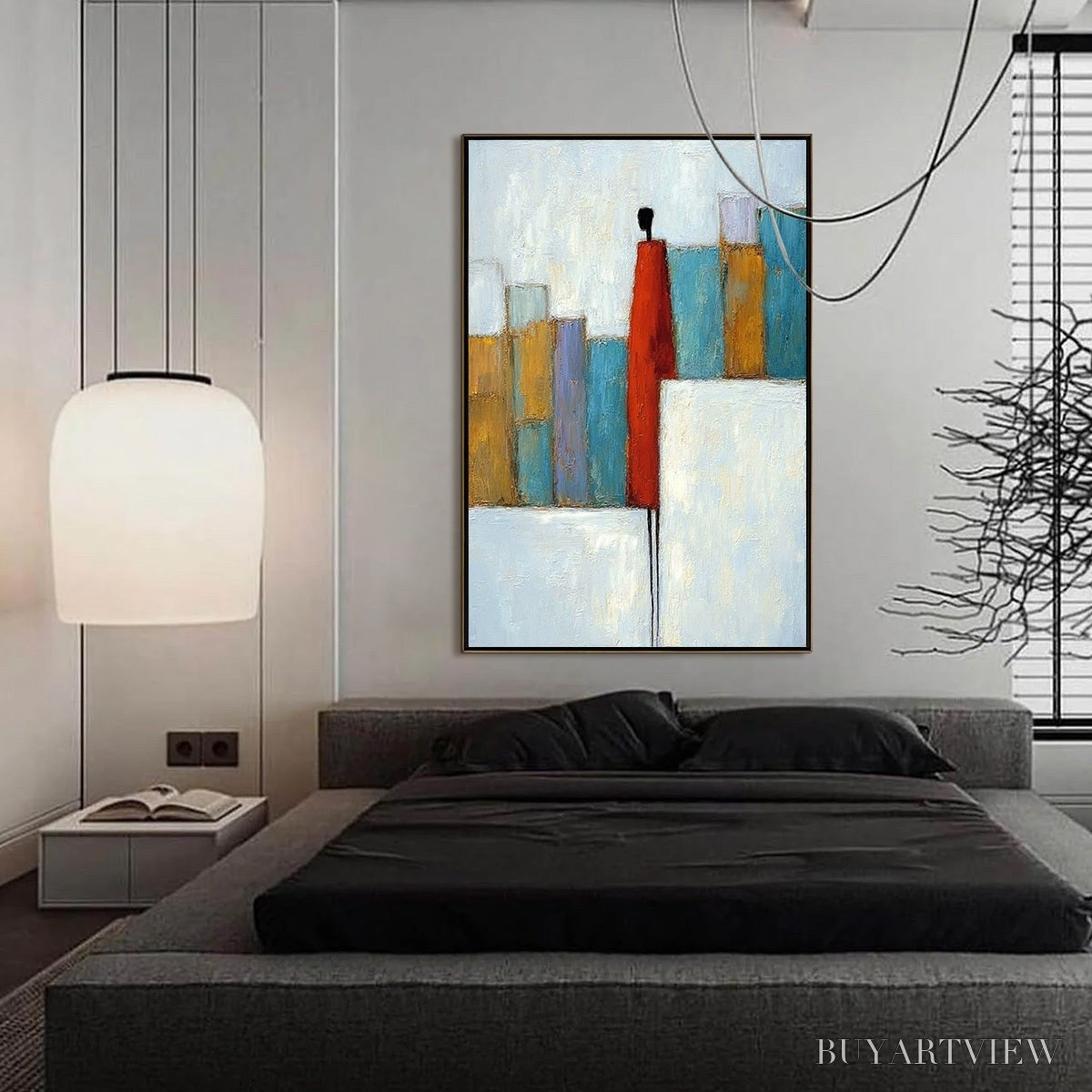 BUYARTVIEW the Observer – Colorful Abstract Figurative Cityscape Painting - image 6