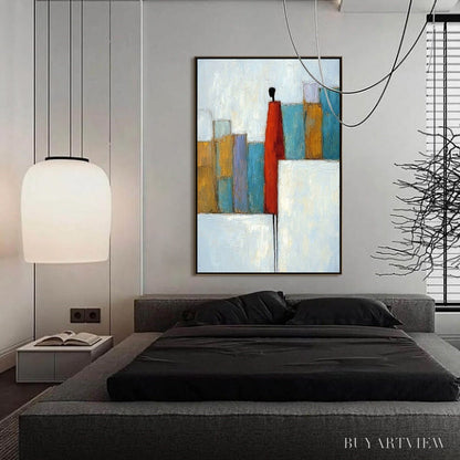 BUYARTVIEW the Observer – Colorful Abstract Figurative Cityscape Painting - image 6