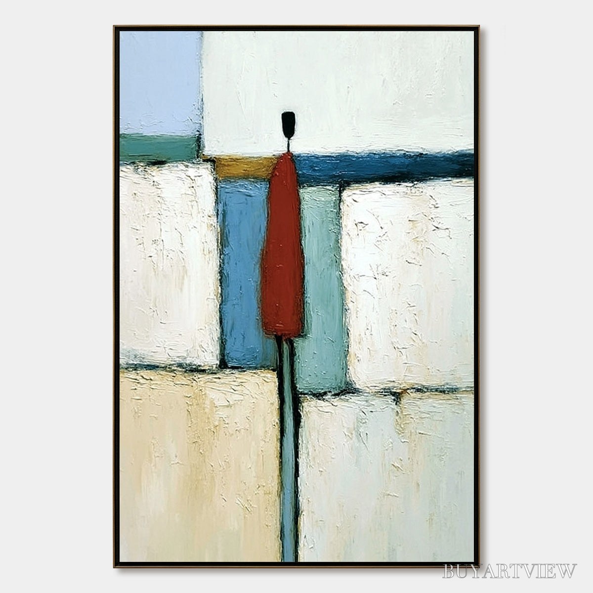 BUYARTVIEW the Visitor – Textured Abstract Figurative Painting for Modern Decor - image 1