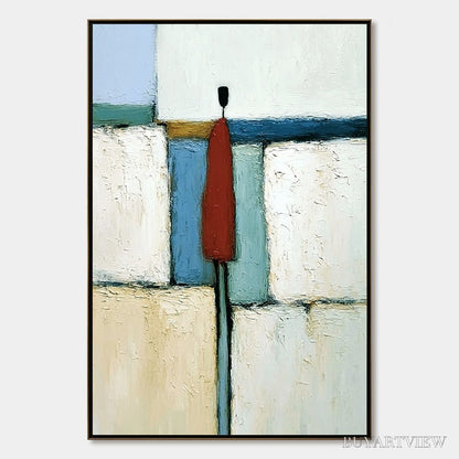 BUYARTVIEW the Visitor – Textured Abstract Figurative Painting for Modern Decor - image 1