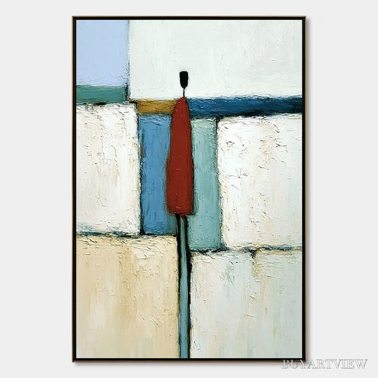 BUYARTVIEW the Visitor – Textured Abstract Figurative Painting for Modern Decor - image 1