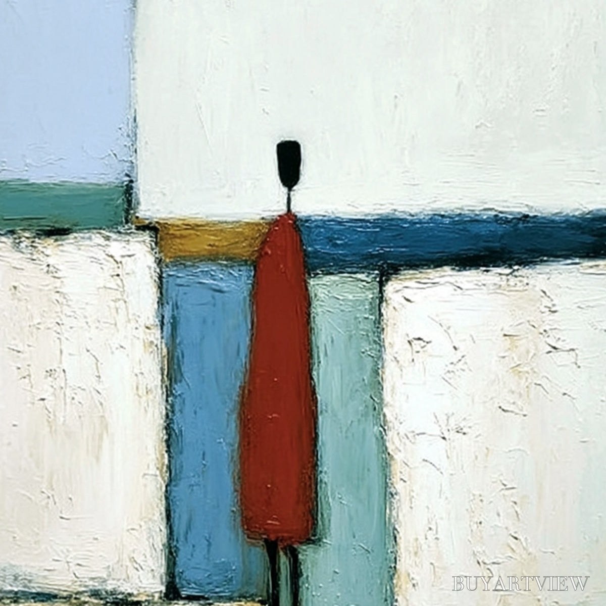 BUYARTVIEW the Visitor – Textured Abstract Figurative Painting for Modern Decor - image 3