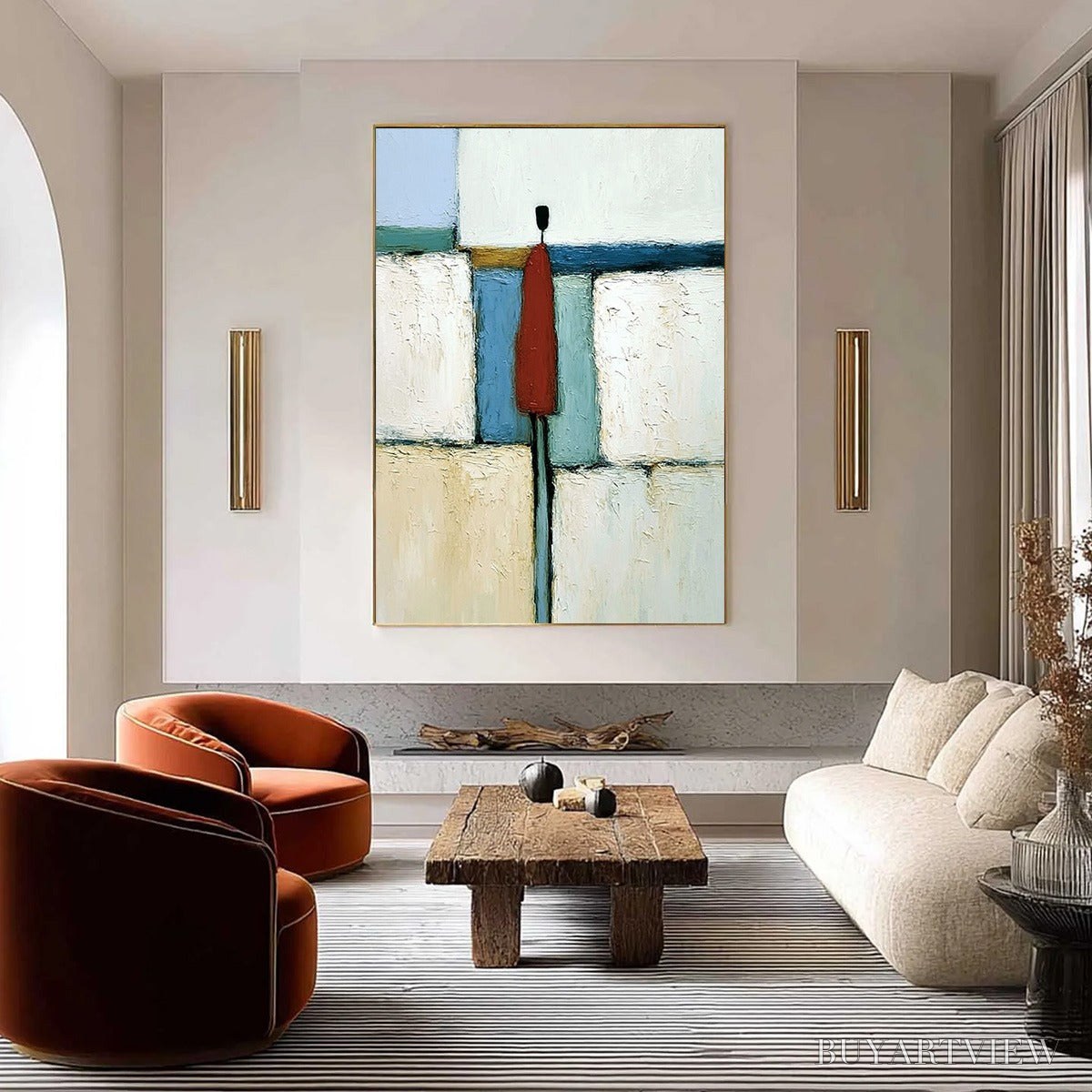 BUYARTVIEW the Visitor – Textured Abstract Figurative Painting for Modern Decor - image 4