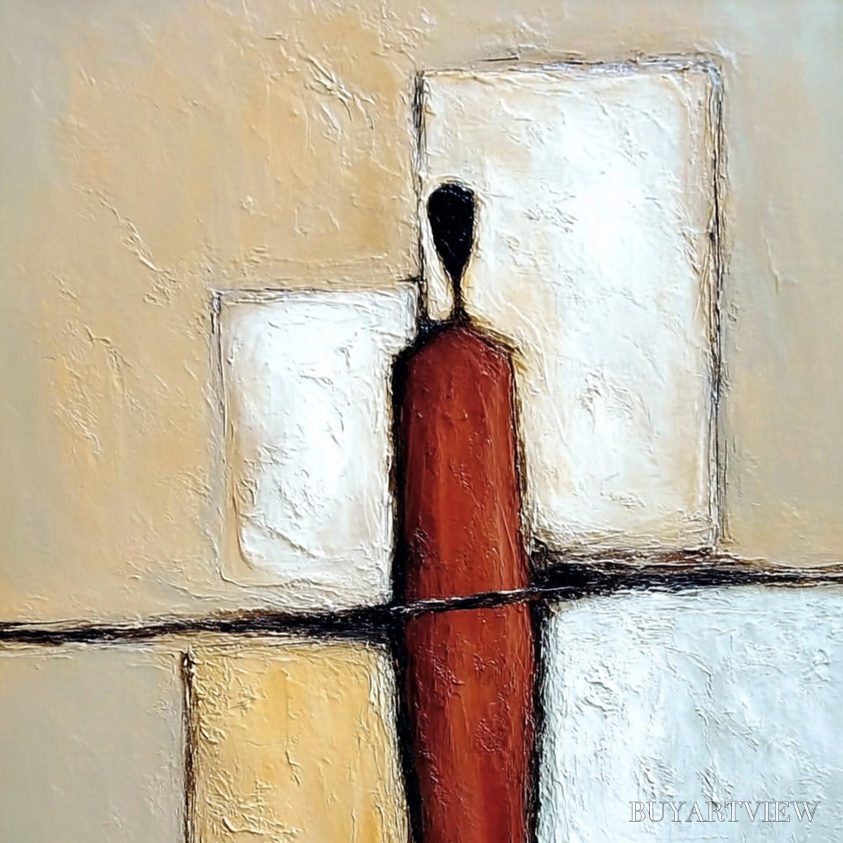 BUYARTVIEW Vanguard – Textured Abstract Figurative Painting for Modern Decor - image 3